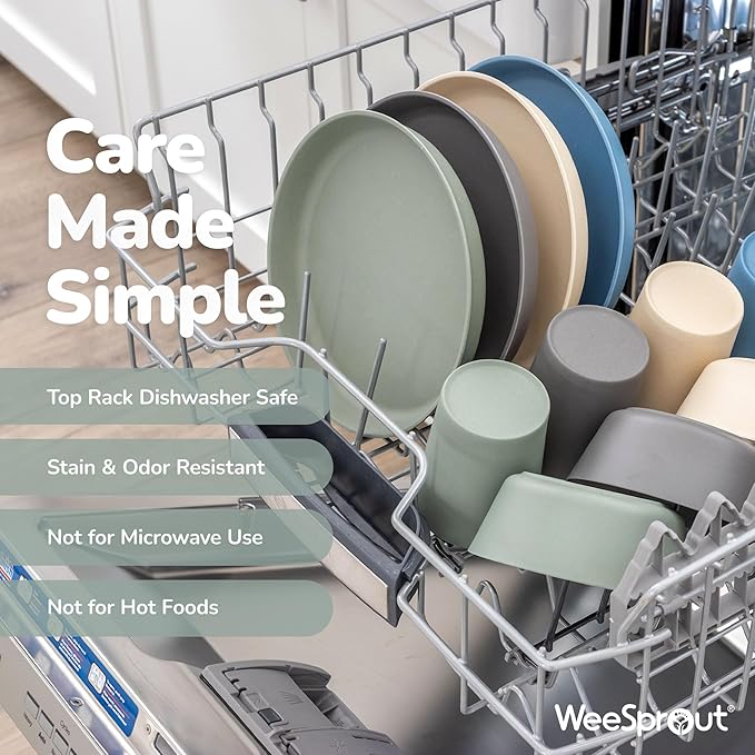 WeeSprout Bamboo Kids Bowls with Lids, Set of Four 10 oz Kid-Sized Dinnerware, Cereal, Leftovers & Snack Bowl, Dishwasher Safe (Pink, Green, Gray, & Beige)