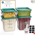 2QT&4QT NSF Food Storage Containers with Lids: 4 PCS [Total Food Grade][Hot&Cold Resistant] Commercial Clear Food Storage Containers for Restaurant Kitchen Proof Dough, Green