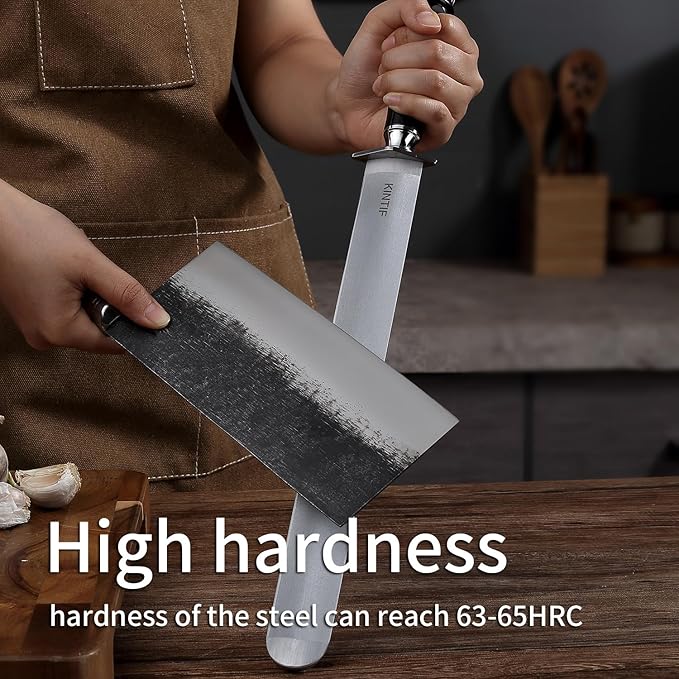 Sharpening Steel 12 inch Heavy-Duty Honing Steel Flat Honing Rod, High hardness, Fine Cut, Ideal For Butcher Knives and Chef Knives, Knife Sharpeners