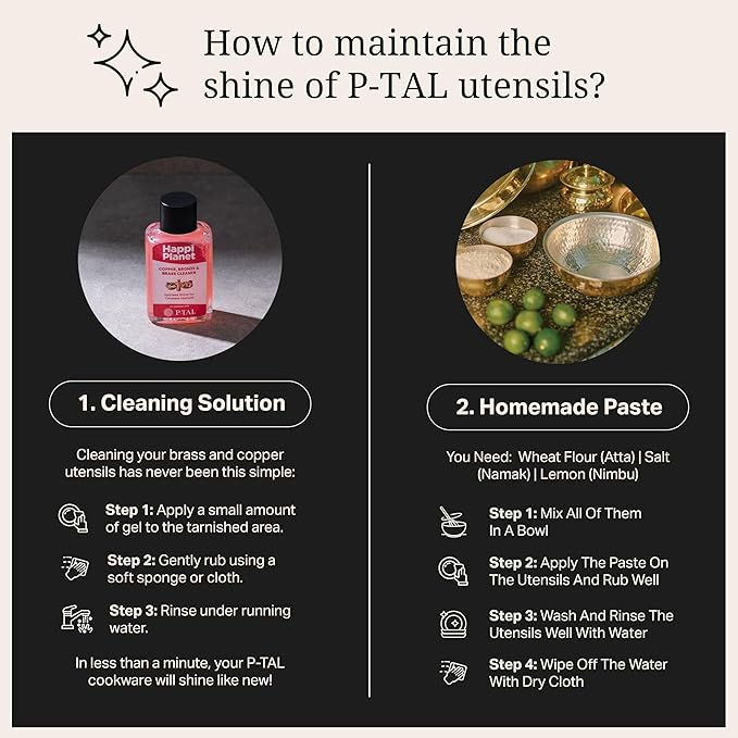 P-TAL Brass Stock Pot with Lid Naturally Nonstick and Toxin Free Pasta Pot Multipurpose Cooking Pot, PFOA and PTFE Free (3.2 Quart)