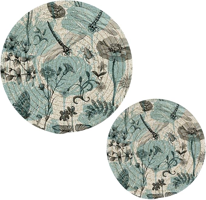 Kitchen Trivets Pot Holders Set of 2, Vintage Butterflies Dragonflies Trivets for Hot Pots Dishes Woven Trivet Coaster Pad Mat for Counter