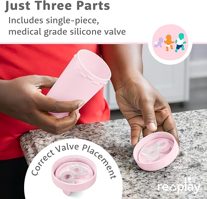 Re-Play Spill-Proof Sippy Cups - Reusable 10 Oz Set of 4, Dishwasher & Microwave Safe, Made in USA, Tulip