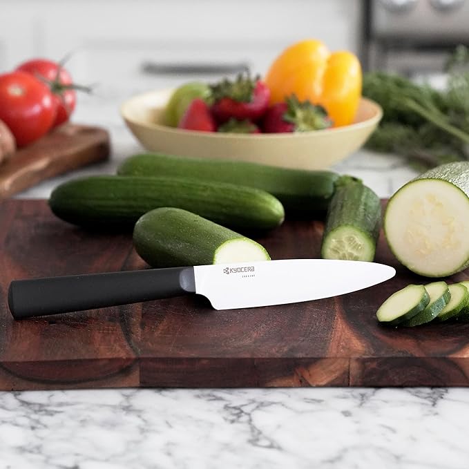 Kyocera INNOVATIONwhite 4.5" Ceramic Utility Knife - White Z212 Blade with Non-Slip Black Handle