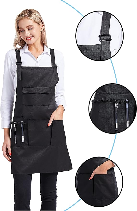 Nanxson Adjustable Women Bib Apron Multi Function Professional Salon Stylist Work Apron with Tool Pockets CF3010
