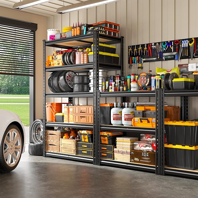 Bepatio Storage Shelves 2000LBS Garage Shelving Heavy Duty Metal Shelving Unit Adjustable Garage Shelf Pantry Shelves for Kitchen Warehouse Basement 27.6" W x 11.8" D x 60" H