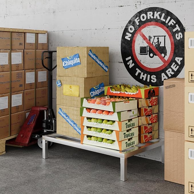 36" Long x 24" Wide | Height: 8" Off The Floor Aluminum Dunnage Rack | Storage in Restaurant, Kitchens and Garages and More!