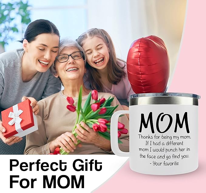 Gifts for Mom from Daughter, Son - Christmas Gifts for Mom, Wife, Women - Moms Birthday Gift Ideas, Cool Birthday gifts for Moms, Mothers - Best mom Mug, 14 OZ Stainless Steel moms Coffee Mug