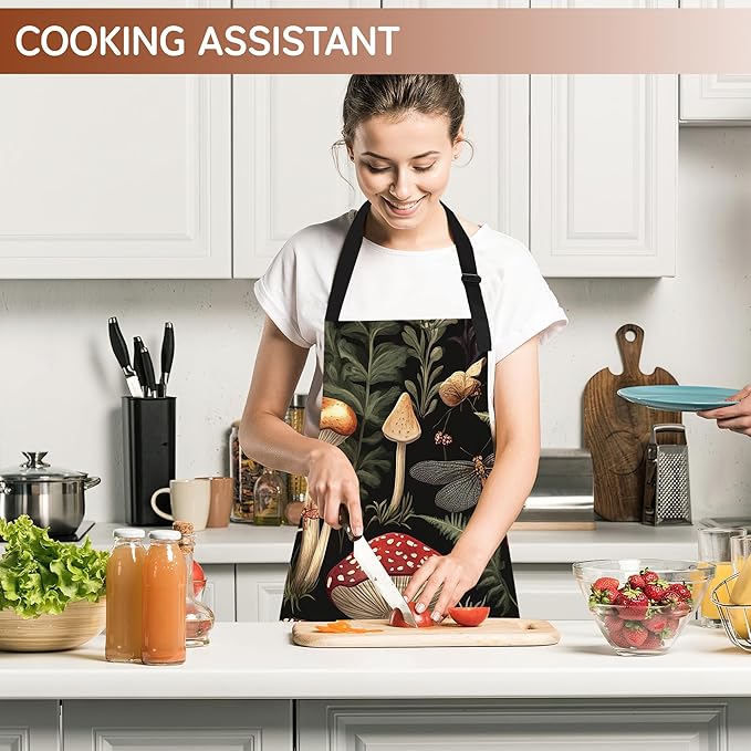 Cooking Aprons for Men and Women,Adjustable Bib Chef Apron with 2 Pockets, Soft and Durability Kitchen Apron