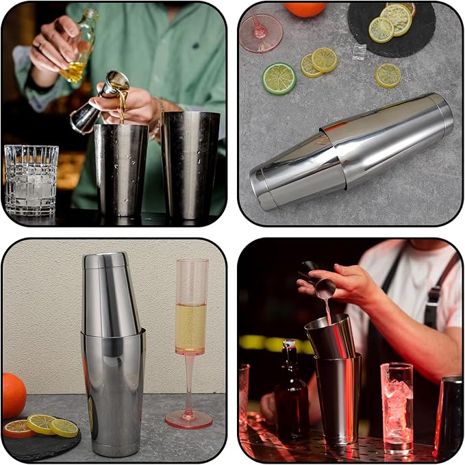 Giantree 6 Pcs Cocktail Shakers, Professional Boston Bar Shaker Set, Stainless Steel Cocktail Shaker Set for Bartenders, Essential Bar Tools Shakers Bartending, 20 Oz, 24 oz