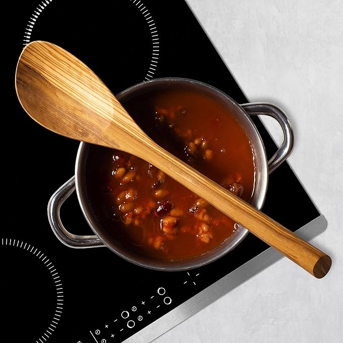 Rock & Branch Olive Wood Cooking Spoon, Wooden Mixing Spoon for Cooking, Safe for Nonstick Cookware, 13" Long