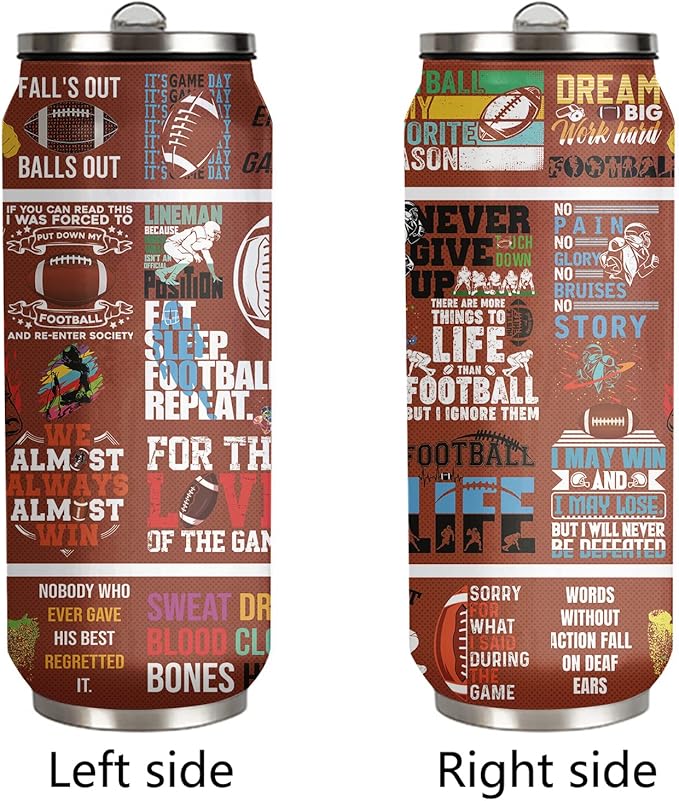 Football Tumbler Cup Travel Mug With Lid,Football Lover Gifts Stainless Steel Vacuum Tumbler Team Fans Coffee Mug Cup Gifts For Women Men 17 Oz