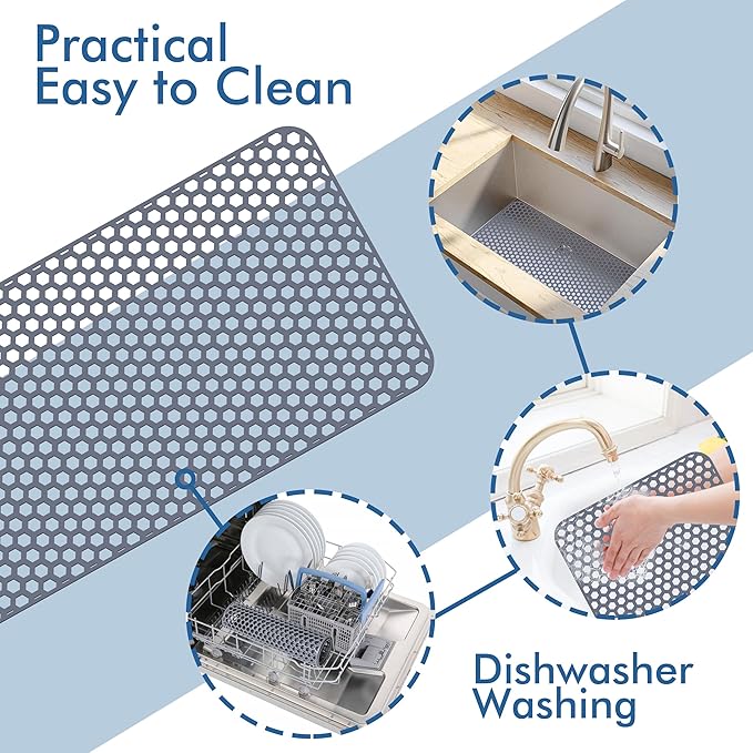 Silicone Sink Protectors for Kitchen Sink - 28.3"x 15.7" Kitchen Protector Mat Accessory, Non-Slip Heat Resistant Mat for Bottom of Farmhouse Stainless Steel Porcelain