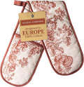 Maison d' Hermine Double Oven Mitt (7" x 35") 100% Cotton Heat Resistant BBQ Cooking Gloves with Loop for Thanksgiving Christmas Decorations Baking Cooking Handling Hot Pan (Holy Jouy - Brown)