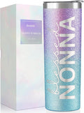 Onebttl Christian Grandma Gifts for Mother's Day, 20oz Purple & Blue Glitter Skinny Tumbler, Straw & Lid Included, Nonna Gifts - Blessed Nonna
