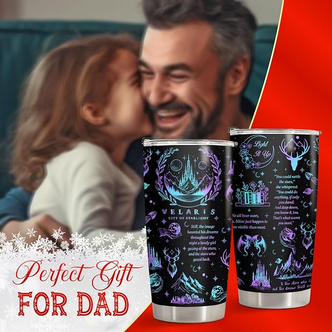 34HD Birthday Gifts for Men, Dad Tumbler with Handle and Straw, 20oz Stainless Steel Coffee Mug, Vacuum Insulated Cup with Leak-proof Lid, Funny Gifts for Men, Dad, Grandpa, Uncle