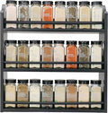 3 Tier Bamboo Spice Rack, Spice Rack Organizer, Seasoning Jars Rack Shelf Spice Organizer for Kitchen Counter or Wall Mounting, Spice Storage Holder with handles, Jars Not Included,Black