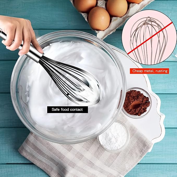 Danish Dough Whisk Stainless Steel Dough Hook Dutch Whisk for Sourdough Bread Dough Mixer Hand Wooden Handle Kitchen Whisking Mixing Tool Bread Making Tools and Supplies (3 Pack Black)