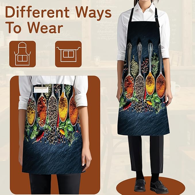 Adjustable Kitchen Apron with Pockets for Women and Men,Soft Chef Apron for Cooking, BBQ, and Grill