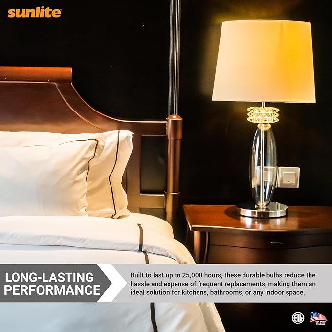 Sunlite ShabBulb, Shabbat Permissible LED Light Bulb, 7 Watt (40 Watt Equivalent) 3000K Warm White, 2 Pack