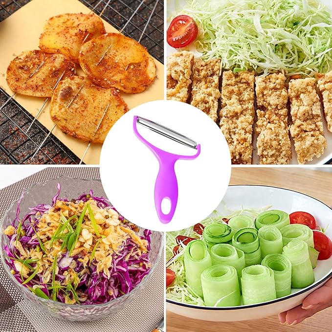 Upgrade 2 pack Veggie cabbage shredder for coleslaw stainless steel cucumber carrot Potato peeler grater slicer,Kitchen gadgets (purple)