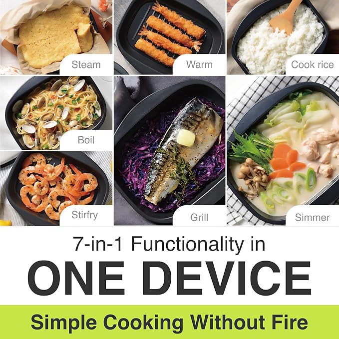 7-in-1 Microwave Grill Pan with Lid (L) size - Pariju Nonstick Cookware for Quick, Healthy Meals