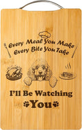 Personalized Engraved Bamboo Cutting Board, Funny Dog Gift for Dog Moms, Handmade Kitchen Decor – I’ll Be Watching You (Poodle)