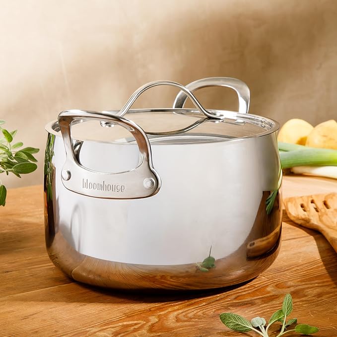 Bloomhouse - Two Time Oprah's Favorite Things Winner - 8 Quart Tri-Ply Stainless Steel Stock Pot with Lid – Dutch Oven, Oven Safe, Dishwasher Safe