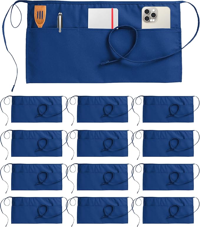 Utopia Wear 12 Pack Server Apron with 3 Pockets, Waist Apron for Waiter Waitress, 12 Inches