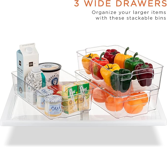 Sorbus Fridge Organizer Bins – Set of 8 Refrigerator Organizers and Storage Containers, Stackable Freezer Bins and House Essentials for New Home, BPA-Free Pantry Drawer Organizers