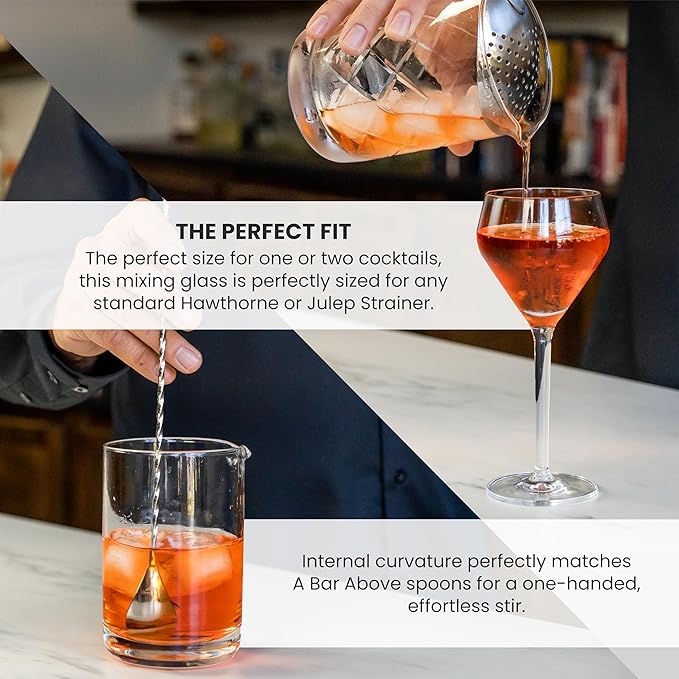 A Bar Above Cocktail Mixing Glass, Classic Style Crystal Stirring Pitcher, Thick Weighted Base for Stable Stirring, 18 Oz Drink Mixer, Bar Accessories, Ideal for Craft Cocktails at Home or Bars