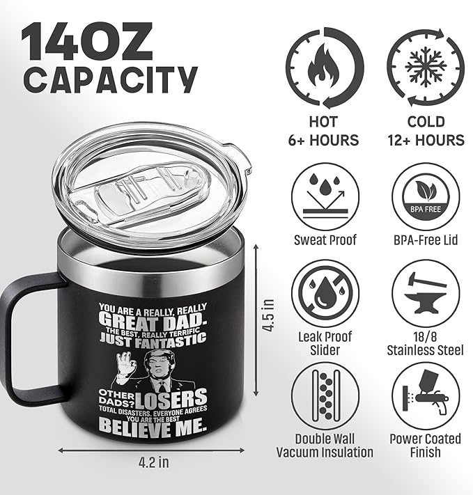 Christmas Gifts for Dad, Men - Gifts for Dad from Daughter, Son - Dads Birthday Gift Ideas, Happy Birthday gifts for Dads, Fathers - Best Dad Ever Gift, Present for dads - 14 Oz dad Mug