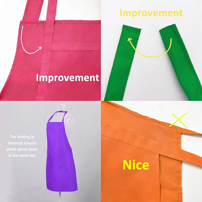 11 Pack Plain Color Bib Bulk Aprons for Women Men Chef, Waterproof Baking Painting Artist Cooking Kitchen Aprons with 2 Pockets (11, Multicolor)
