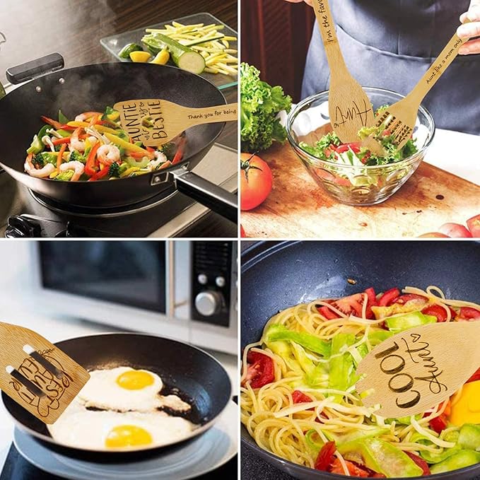 Gifts for Aunt,Aunt Gifts From Niece,Nephew,Birthday Gifts for Aunt, New Aunt,Auntie,To Be Aunt,Aunt Announcement,Promoted To Aunt,Best Aunt Ever Gifts,Great Aunt Gifts,5PCS Aunt Wooden Cooking Spoons