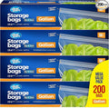 Double Zipper Storage Bags, Gallon Size - 200 Count, (4 packs of 50), Reusable Thick Food Plastic Storage Bags - Microwave-Safe, BPA Free - Resealable Containers for Lunch, Snacks, Meals