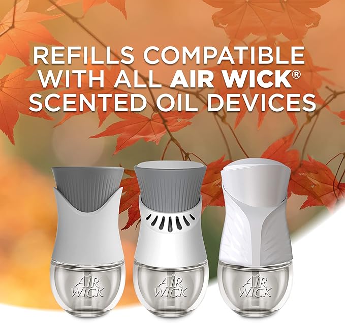Air Wick Plug In Scented Oil Refill,Fall Scent, Fall Décor, Apple Cinnamon Medley, 5 ct
