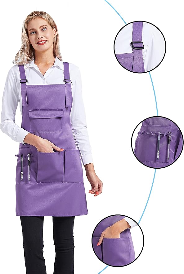 Nanxson Adjustable Women Bib Apron Multi Function Professional Salon Stylist Work Apron with Tool Pockets CF3010