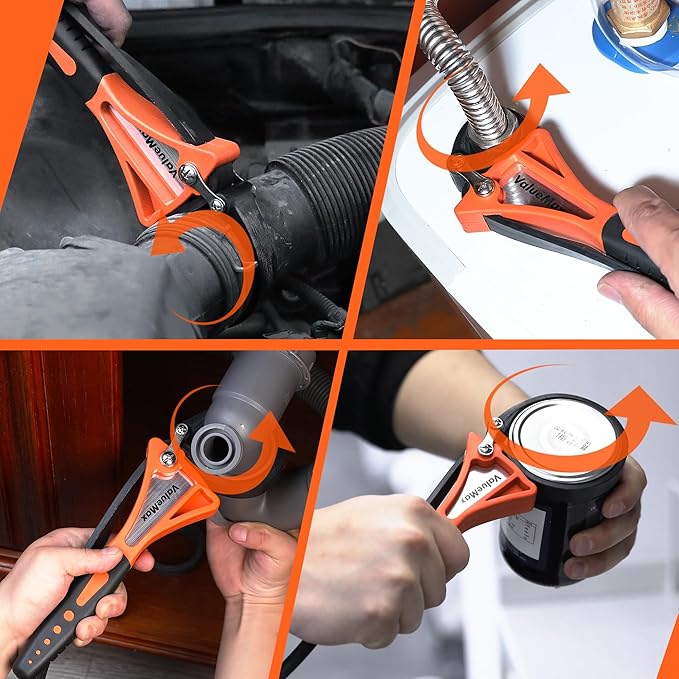 ValueMax 2-piece Strap Wrench Set, Adjustable Oil Filter Wrench with Max Diameter 4" (Small) and 6"(Large) for Shower Head Water Filter, Jar Opener Set