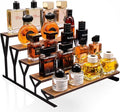 KALYLOC 5 Tier Wooden Display Riser Stand 13.8 Inch Metal Step Cologne Stand Perfume Organizer Tabletop Tiered Display Shelf Rack for Cupcake Spice Figures Cosmetics Candles (Brown, Y-Shape)