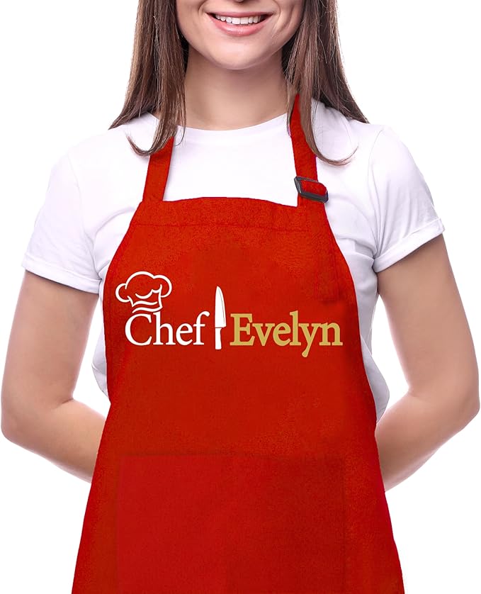 Chef Apron Men, Women, Personalized Adult Aprons for Women and Men, Personalized Baking Gifts, Professional Aprons for Chefs, Men - Women Cooking Gift for Christmas, Birthday, Fathers Day, Mothers Day