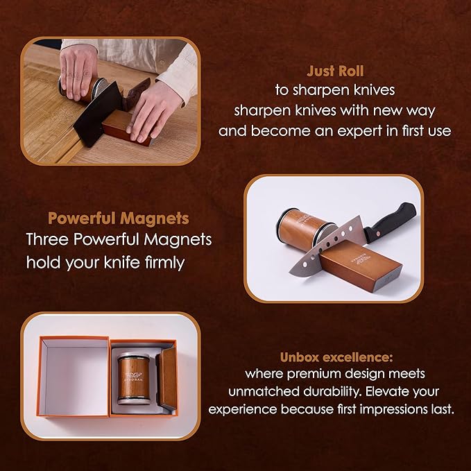 The Original Premium Rolling Knife Sharpener Kit - Ultimate Knife Sharpening Solution - With Diamonds and Ceramic for Steel of Any Hardness, Knife Sharpener 15 and 20 degree For Kitchen Knives