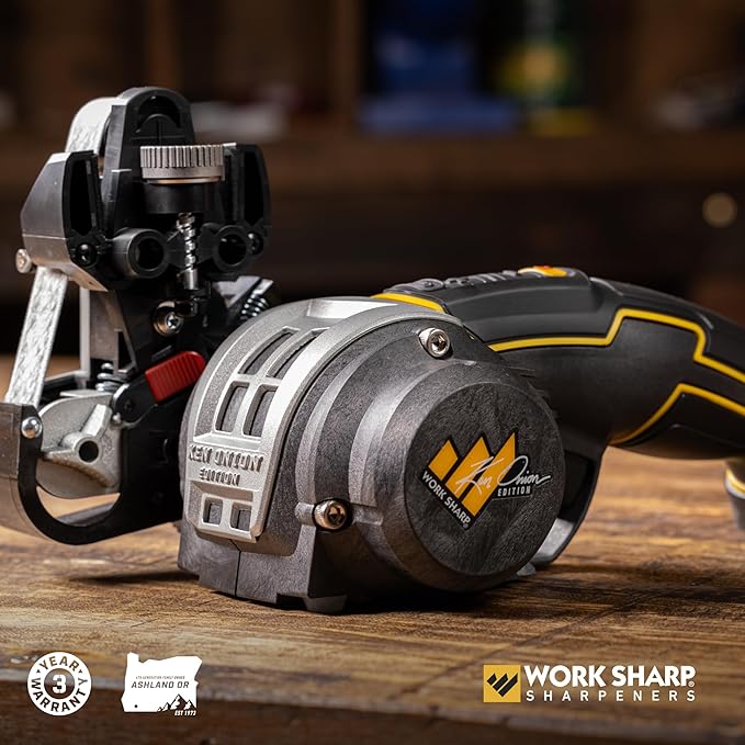 Work Sharp Ken Onion Knife and Tool Sharpener with replacement belts, 7 Speed Motor Control with LED Display