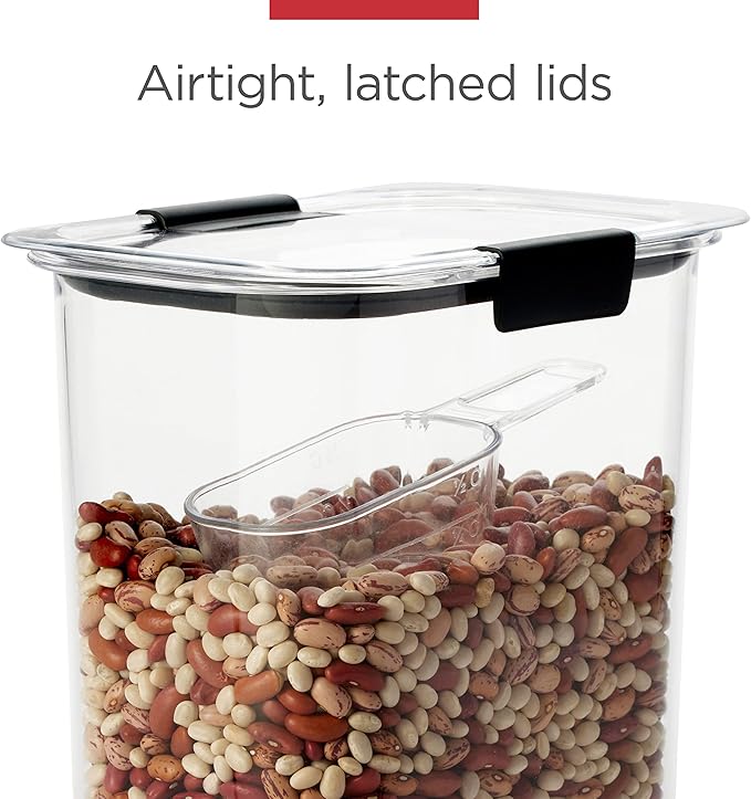 Rubbermaid Brilliance 14-Piece Food Storage Container Set with Scoops Airtight BPA-Free for Kitchen and Pantry Organization
