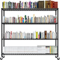 Karl home 4-Tier Adjustable Metal Storage Shelves, Wire Shelving Unit with Wheels & Leveling Feet, Heavy Duty Garage Shelving, Pantry & Kitchen Display Shelf Organizer, Home Storage Rack