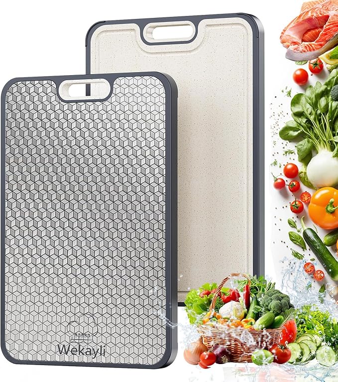 Titanium Titanium Cutting Board for Kitchen, Double Sided Non Toxic Titanium Cutting Board with Juice Groove, Scratch Resistant Mesh Design Easy to Clean, Kitchen Gifts15”×10”-1 PC