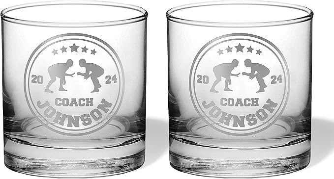 Soccer Coach Gift - Personalized Soccer Gift, Soccer Accessories, Best Coach gifts for coaches, End of Season, Girls Soccer Coach Gifts (Wrestling, Dbl Whiskey Gift Box)