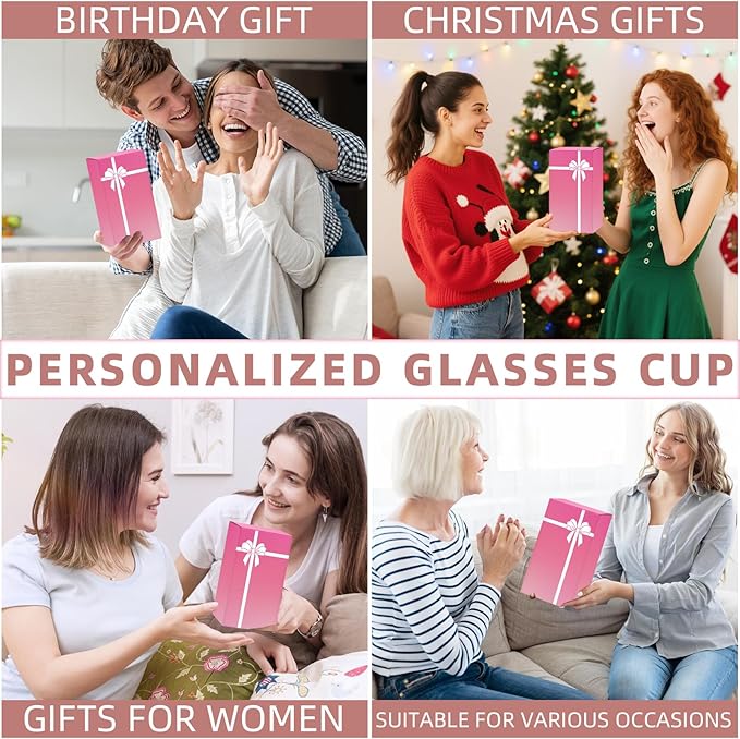 Personalized Gifts for Women,20oz Ribbed Glass Tumbler,Monogrammed Gifts for Women,Birthday Gift,Ice Coffee Mug,Christmas Gift for Mom Sister-H