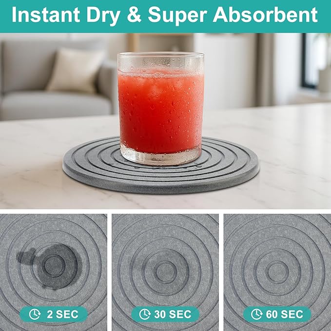 3 Pack Diatomite Stone Drying Round Trays for Kitchen Counter Decor Trivets for Hot Dishes Decorative Bathroom Sink Tray Silicone Ceramic Trivets for Hot Pots and Pans Large Coasters Marble Trivet