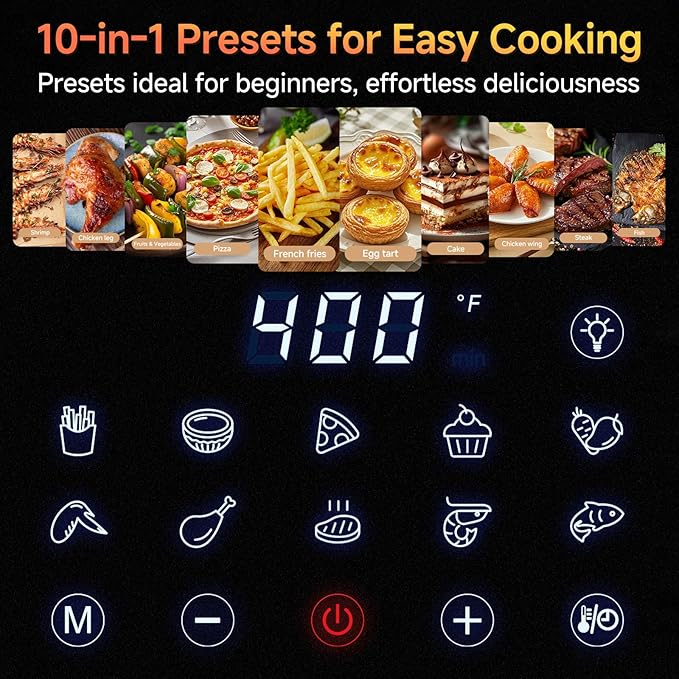 SIMPLUS Air Fryer 7 QT with Easy-View Window, Large Capacity Airfryer for Family, 400°F Rapid Air Crispy Technology, Touch Controls with 10 Presets, Nonstick & Dishwasher Safe Basket - Cream White