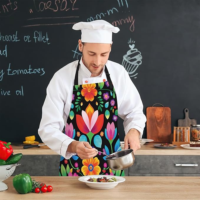 Kitchen Apron with Pocket,Waterproof Adjustable Neck and Long Ties, Cooking Baking Gardening Painting Apron for Women