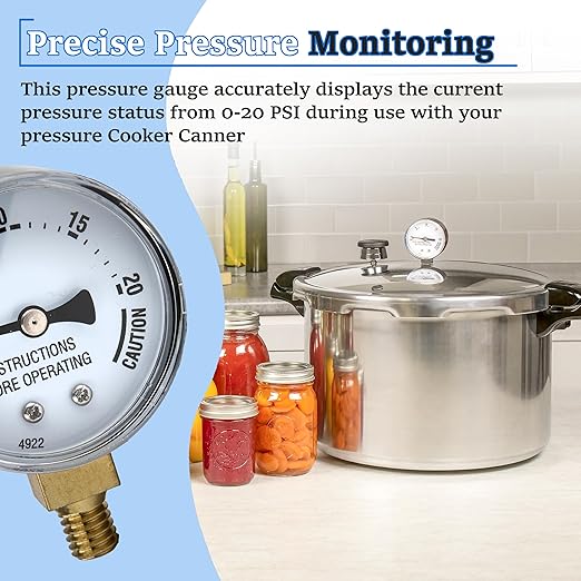 Stainless Steal Cooker Pressure Guage,Replacement for Presto 85772 Pressure Cooker Canner Steam Gauge 82237 82121- Fit Presto Canner Models 175107 01755 0175510 178001 178005